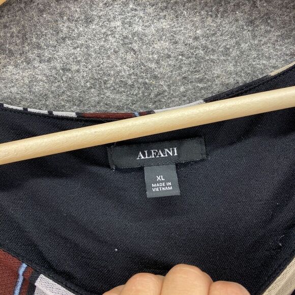 Alfani Dress Women XL Blue Striped Shift Short Lined 3/4 Sleeve Pullover Casual - Picture 5 of 9